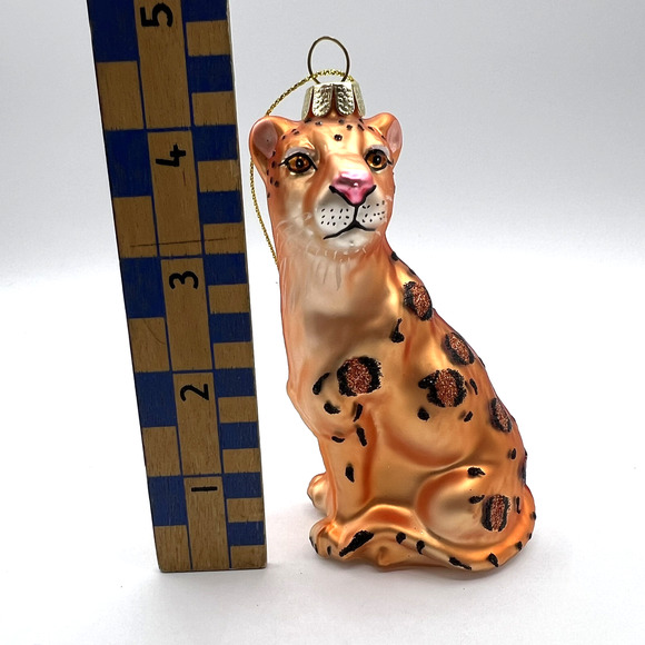 Cheetah Animal Glass and Glitter Christmas Ornament, 4.25" Tall EUC - Picture 10 of 10
